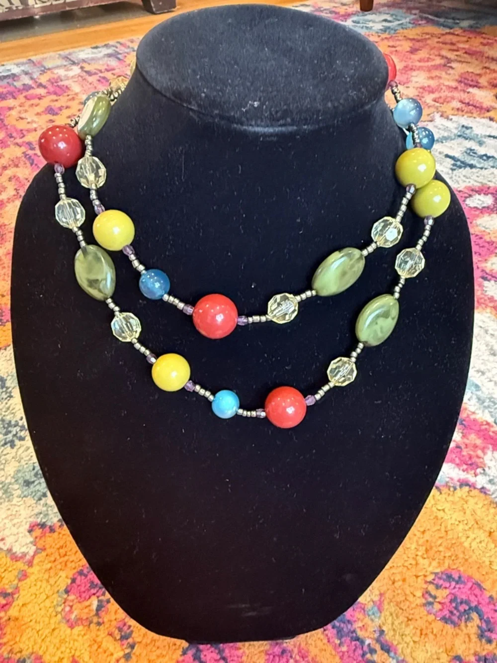 Vintage Multicolor Beaded Women's Necklace - Bold Colorful Statement